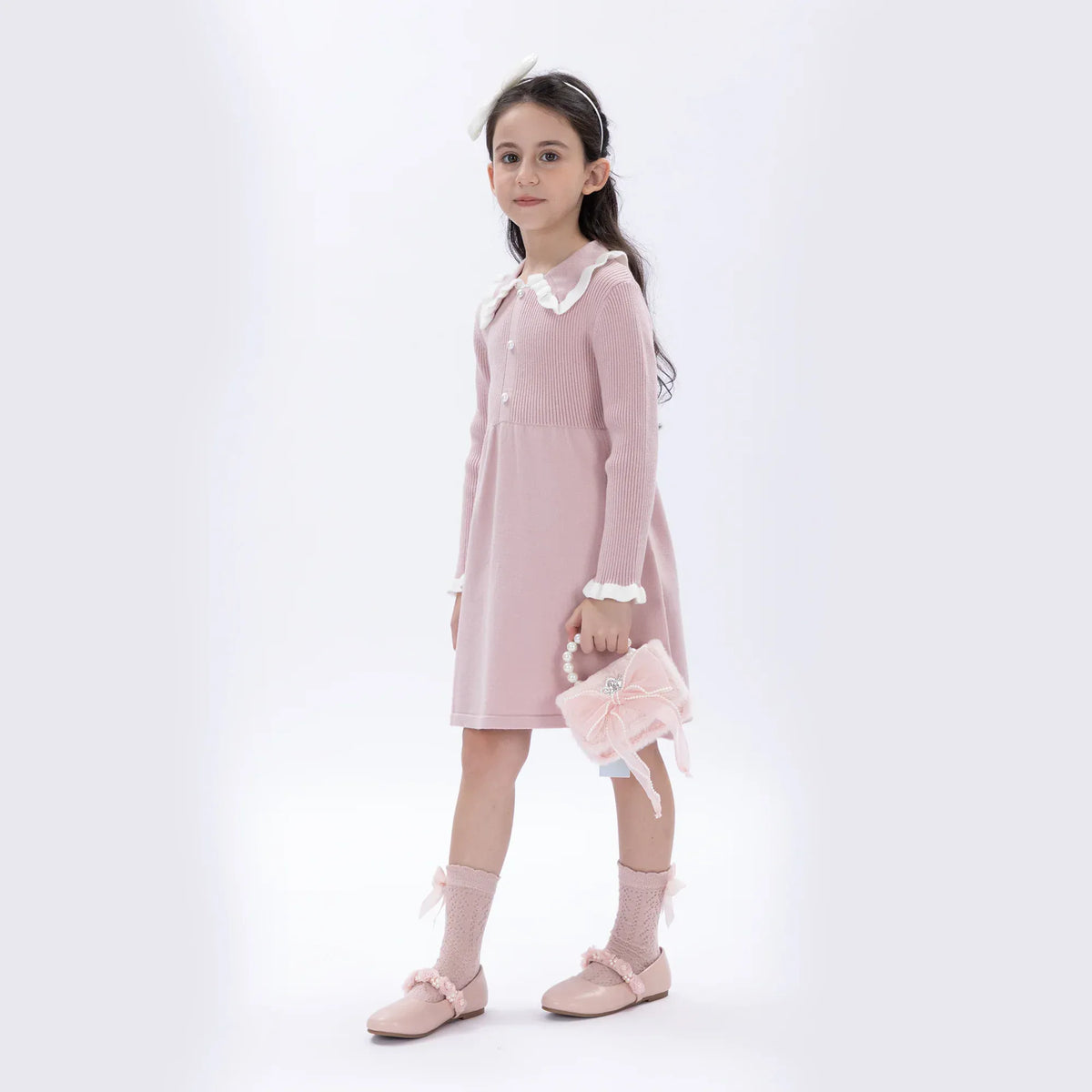 Casual Color-Blocked Dress for Girls Image