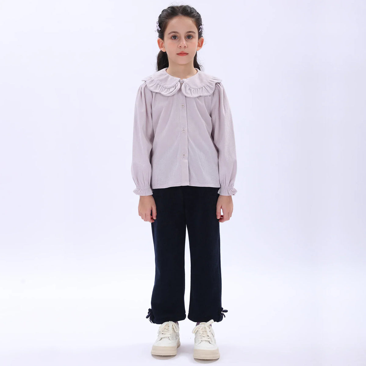 Light Purple Casual Plain Shirt for Girls Image