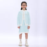 Light Blue Casual Checked Jacket for Girls Image