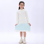 Off White Casual Plain Sweater for Girls Image