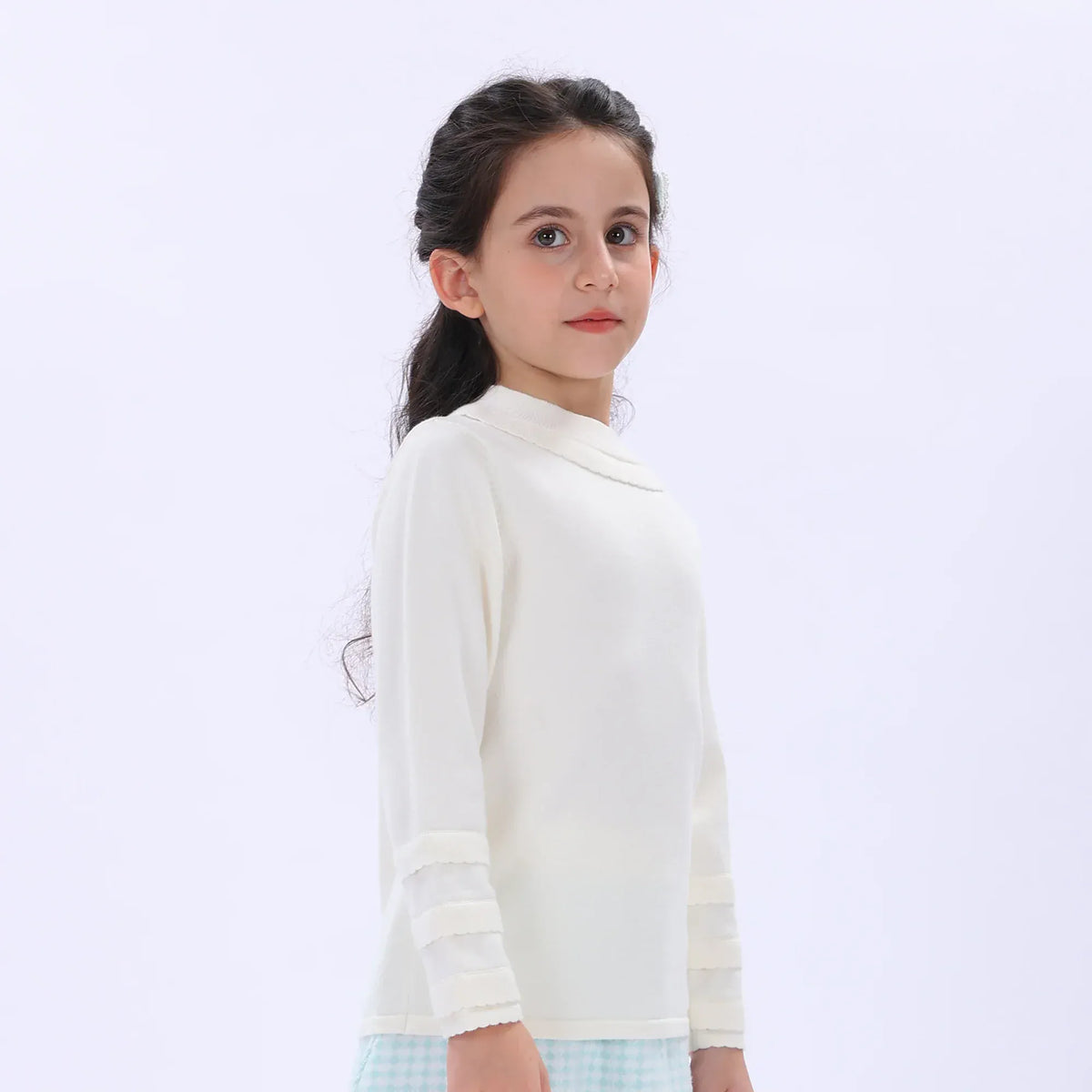Casual Plain Sweater for Girls Image