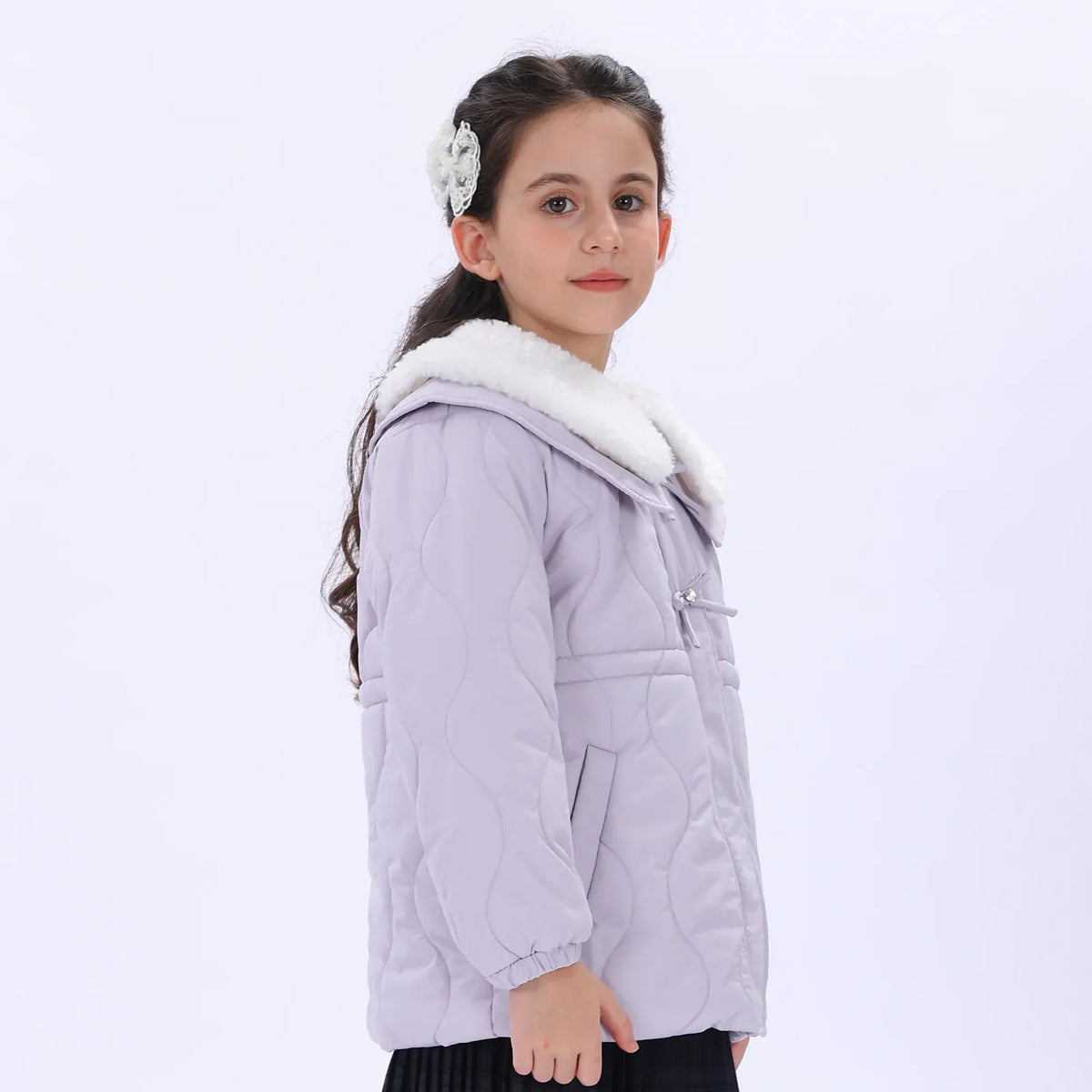 Casual Solid Jacket for Girls Image