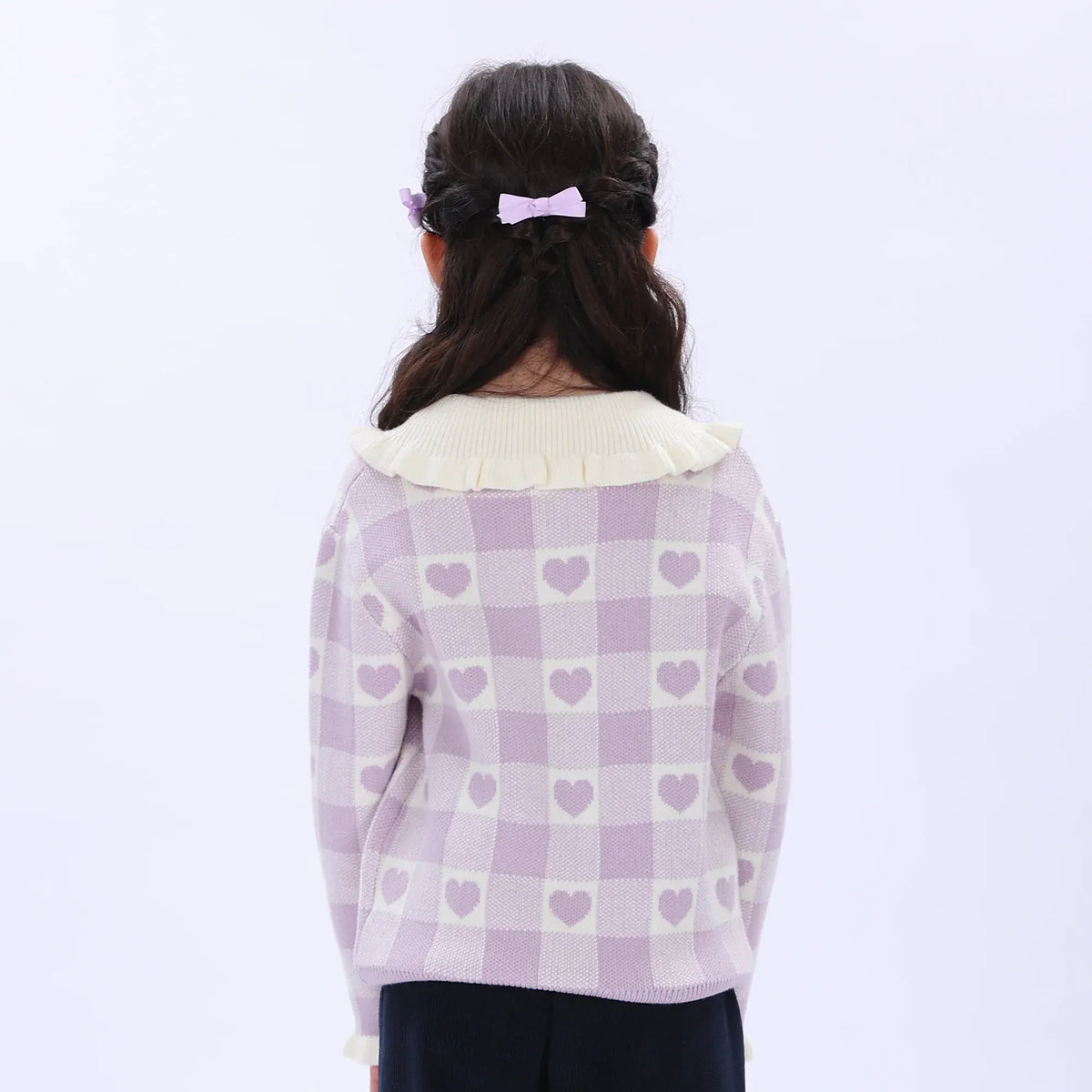 Casual Checked Sweater for Girls Image
