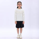 Light Beige Casual Floral Sweater for Girls Image