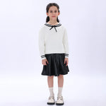 White Casual Embroidery Sweater for Girls Image