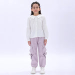 White Casual Jacquard Shirt for Girls Image