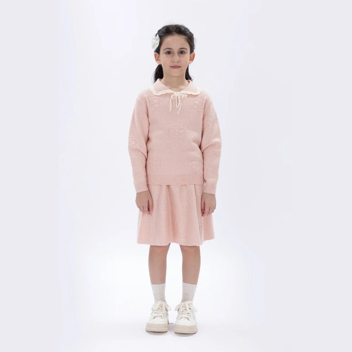 Pink Casual Floral Sweater for Girls Image