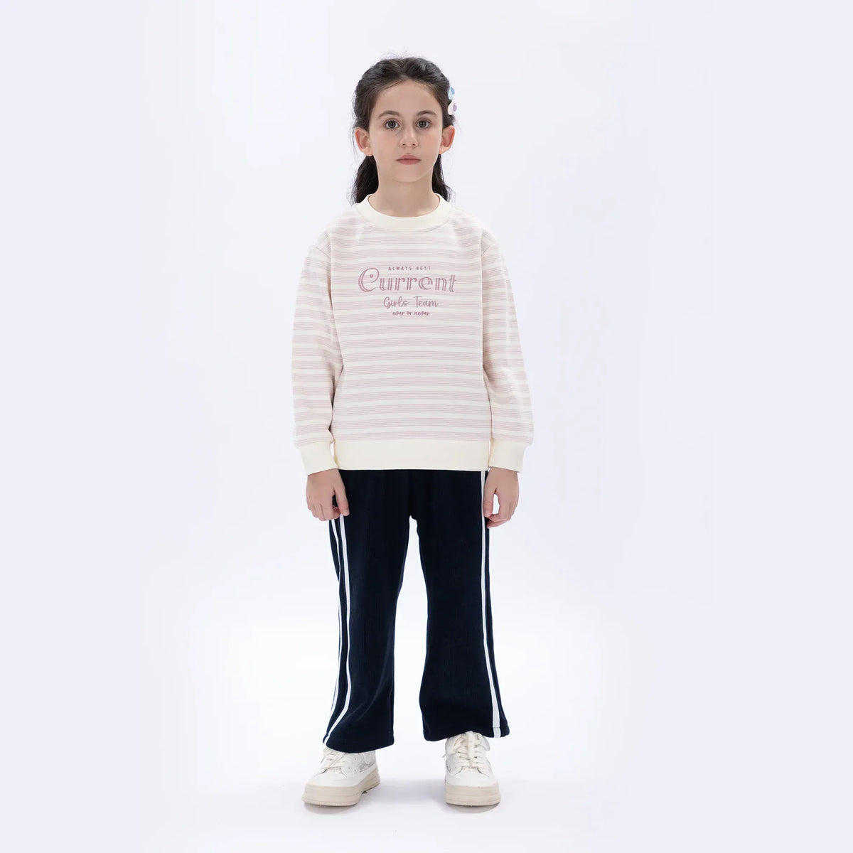 Pink Casual Striped Sweatshirt for Girls Image