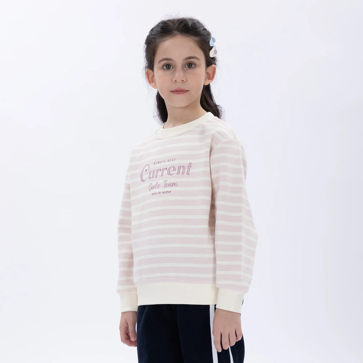 Casual Striped Sweatshirt for Girls Image
