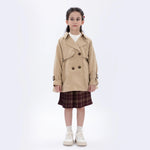 Khaki Casual Plain Jacket for Girls Image