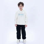 Light Beige Casual Printed Hoodie for Boys Image