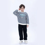 Navy Casual Striped Sweatshirt for Boys Image