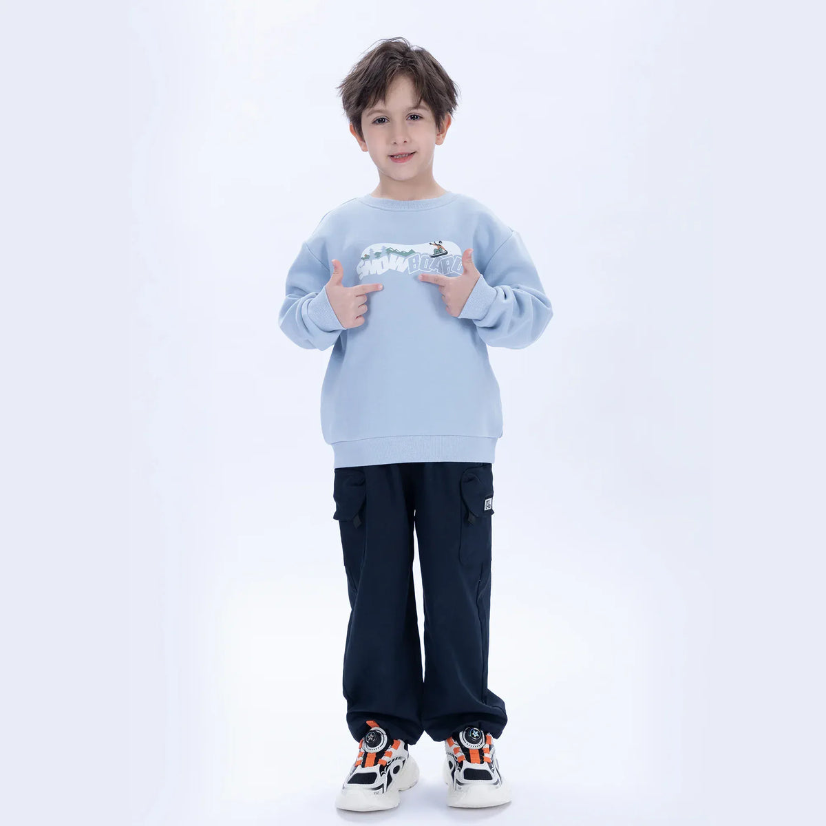 Grey Blue Casual Printed Sweatshirt for Boys Image