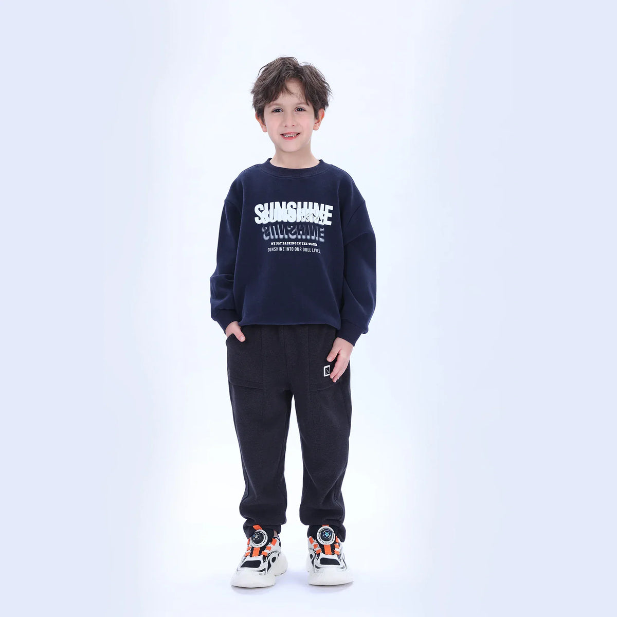Navy Casual Printed Sweatshirt for Boys Image