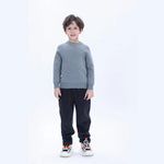 Black Grey Casual Badge Pants for Boys Image