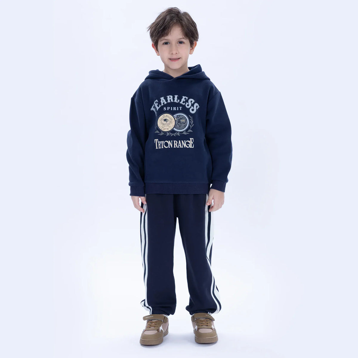 Navy Casual Printed Hoodie for Boys Image