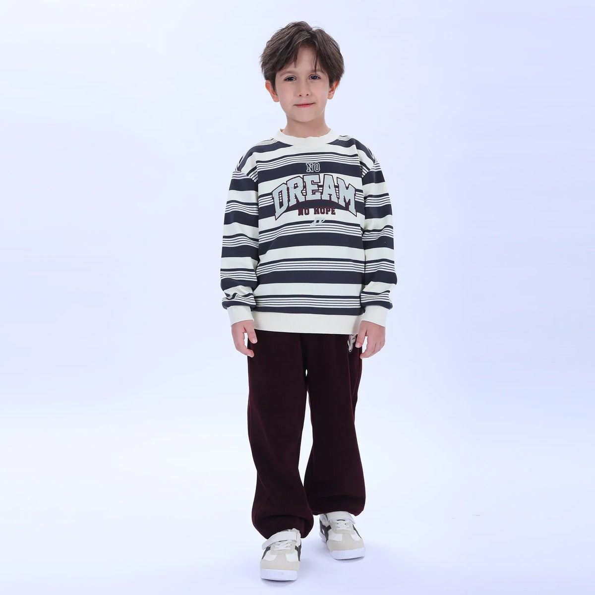 Black Casual Striped Sweatshirt for Boys Image