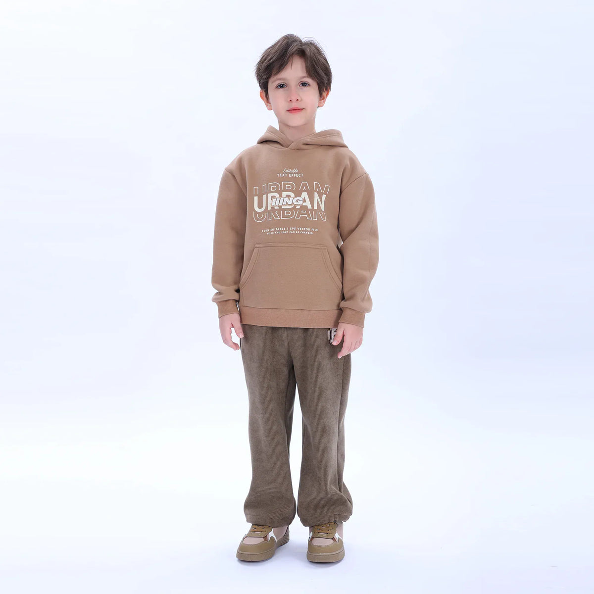 Khaki Green Casual Badge Pants for Boys Image