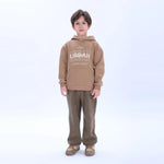 Khaki Casual Printed Hoodie for Boys Image