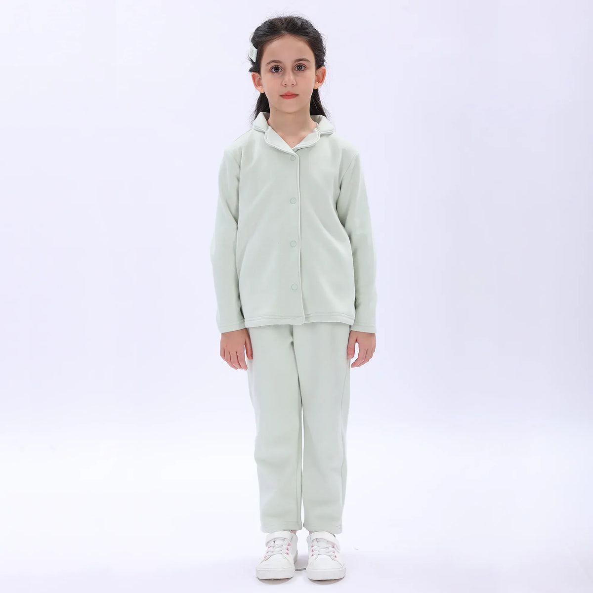 Light Green Plain Pajama Set-2Pc for Girls Image