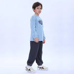 Blue Dark Grey Printed Pajama Set-2Pc for Boys Image