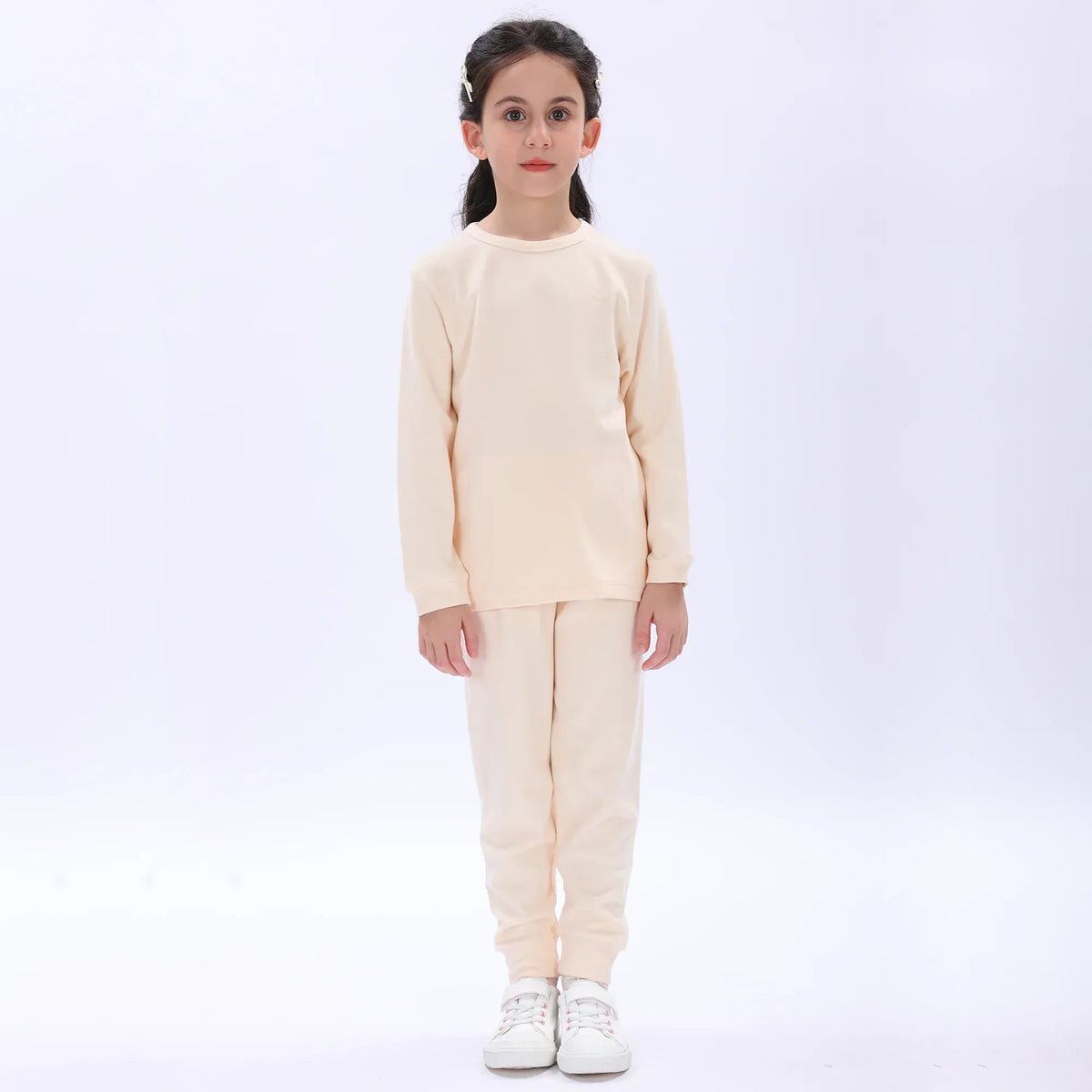 Beige Plain Thermal Set-2Pc for Girls Image