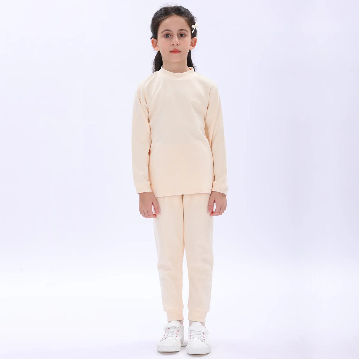 Beige Plain Thermal Set-2Pc for Girls Image