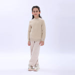 Dark Beige Casual Printed Sweater for Girls Image