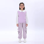 Light Purple Casual Printed Waistcoat for Girls Image
