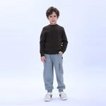 Army Green Casual Printed Sweater for Boys Image