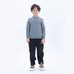 Dark Grey Casual Printed Sweater for Boys Image