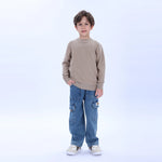 Khaki Green Casual Printed Sweater for Boys Image