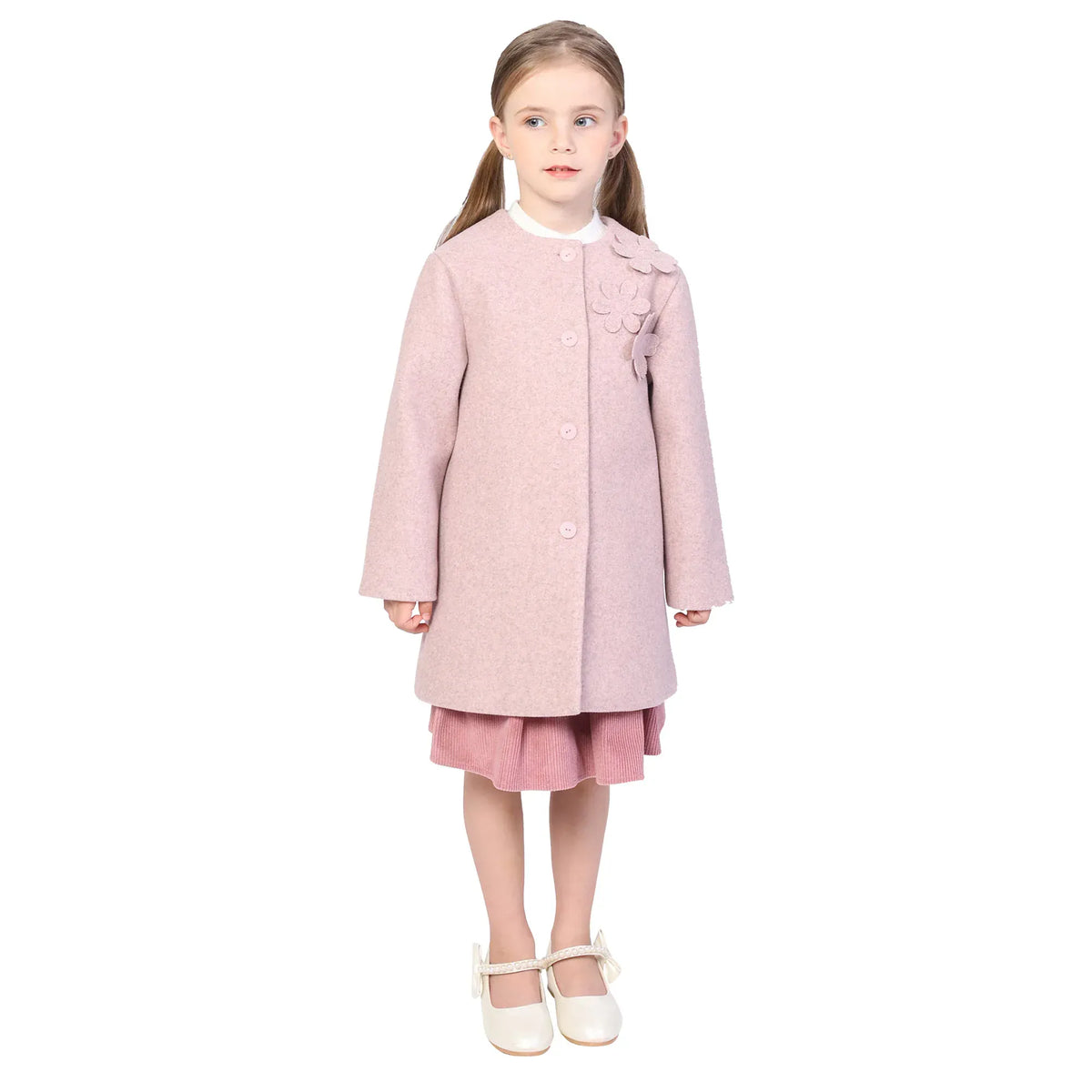 Light Pink Floral Classic Jacket for Girls Image