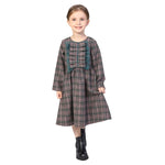 Green Checked Classic Dress for Girls Image