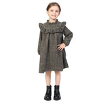 Dark Green Checked Classic Dress for Girls Image