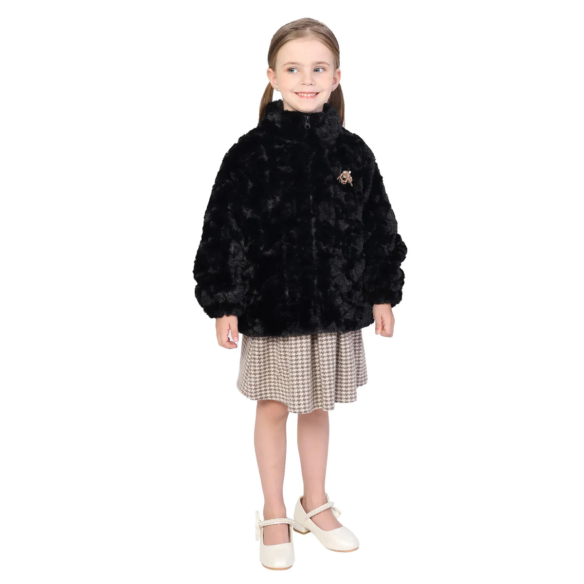 Black Solid Classic Jacket for Girls Image