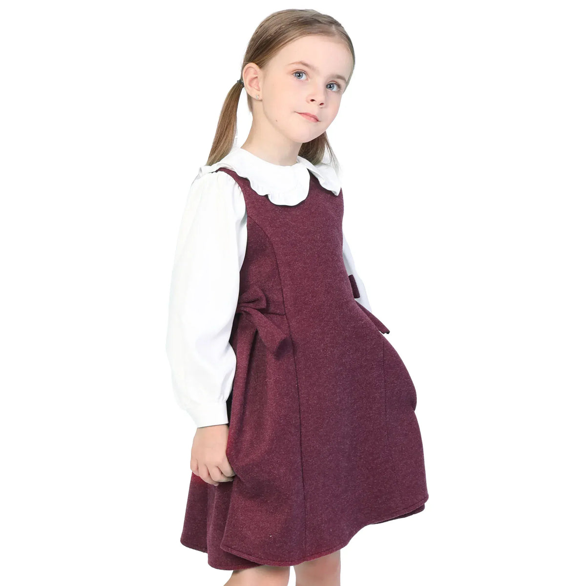 Solid Classic Dress for Girls Image