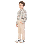 Beige Plain Classic Pants for Boys Image