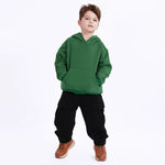 Dark Green Casual Embroidery Hoodie for Boys Image