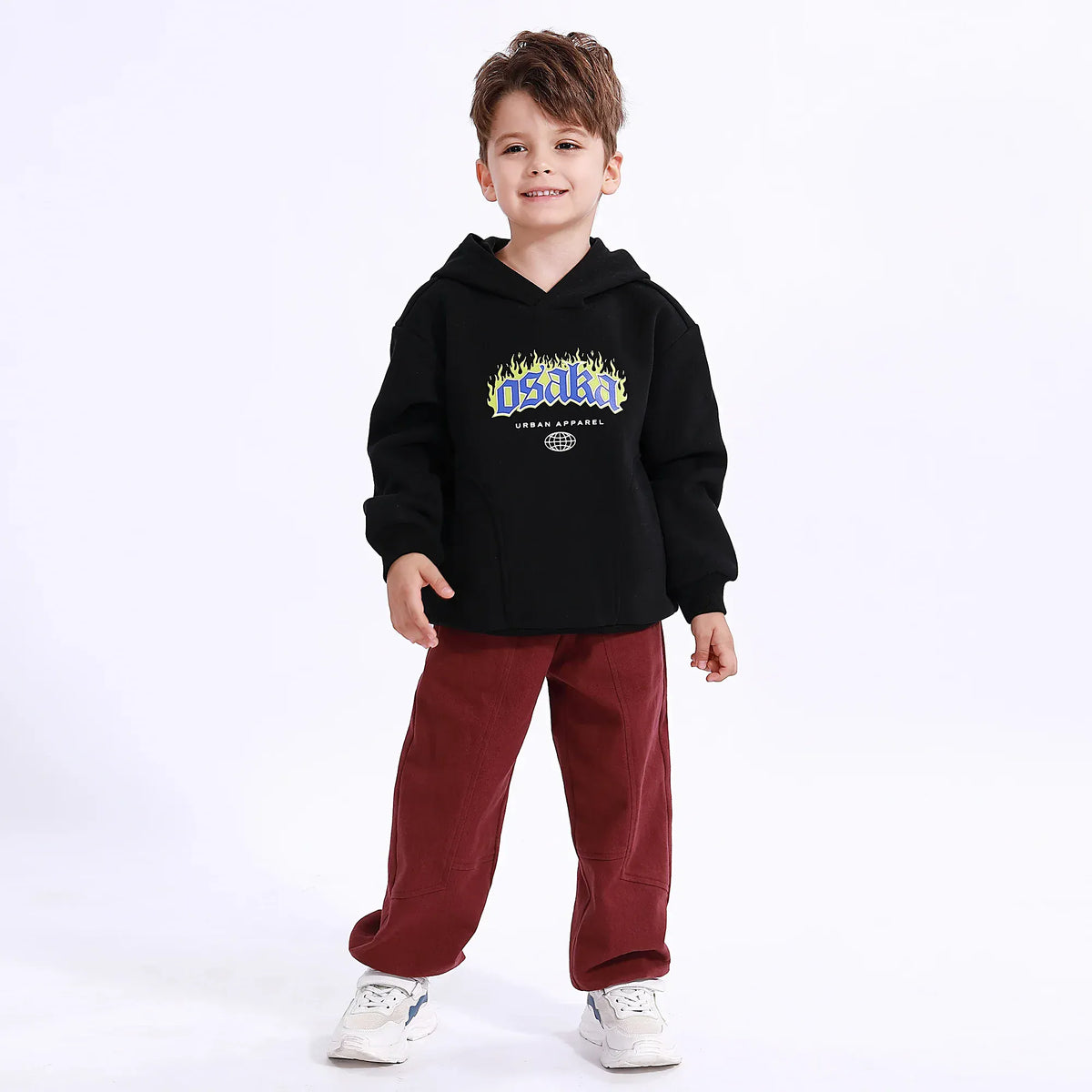 Black Casual Printed Hoodie for Boys Image