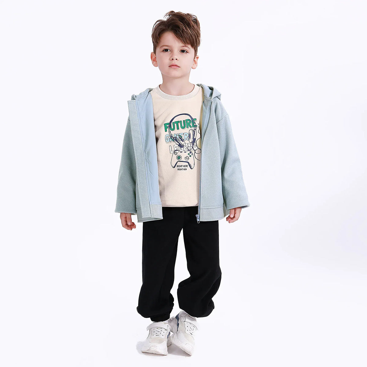 Light Blue Casual Plain Jacket for Boys Image
