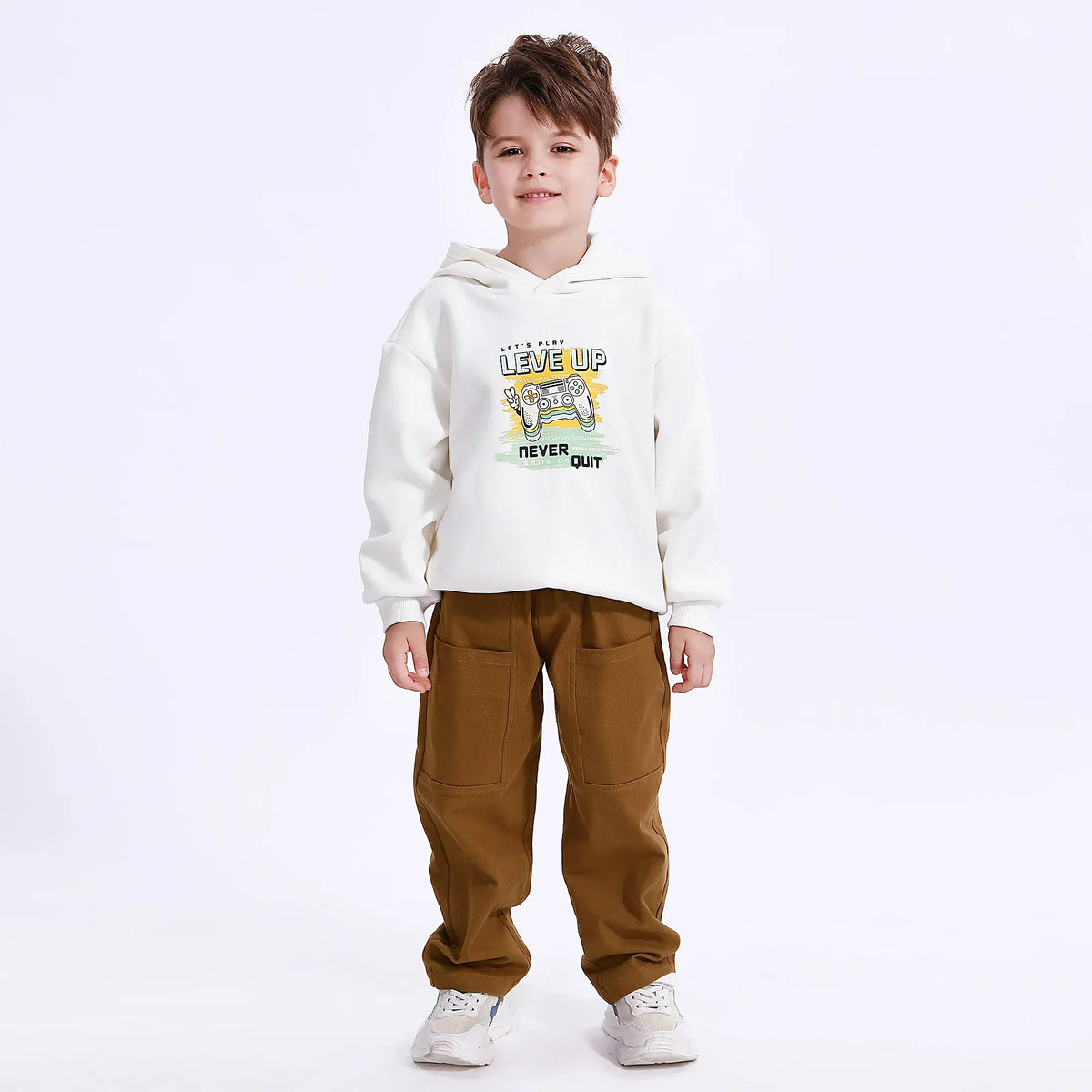 Khaki Casual Plain Pants for Boys Image