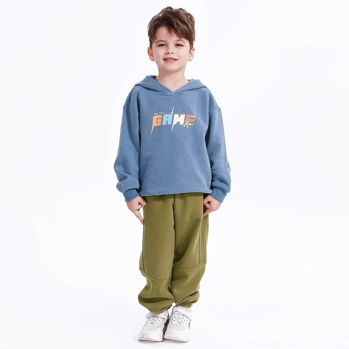 Bean Green Casual Plain Pants for Boys Image