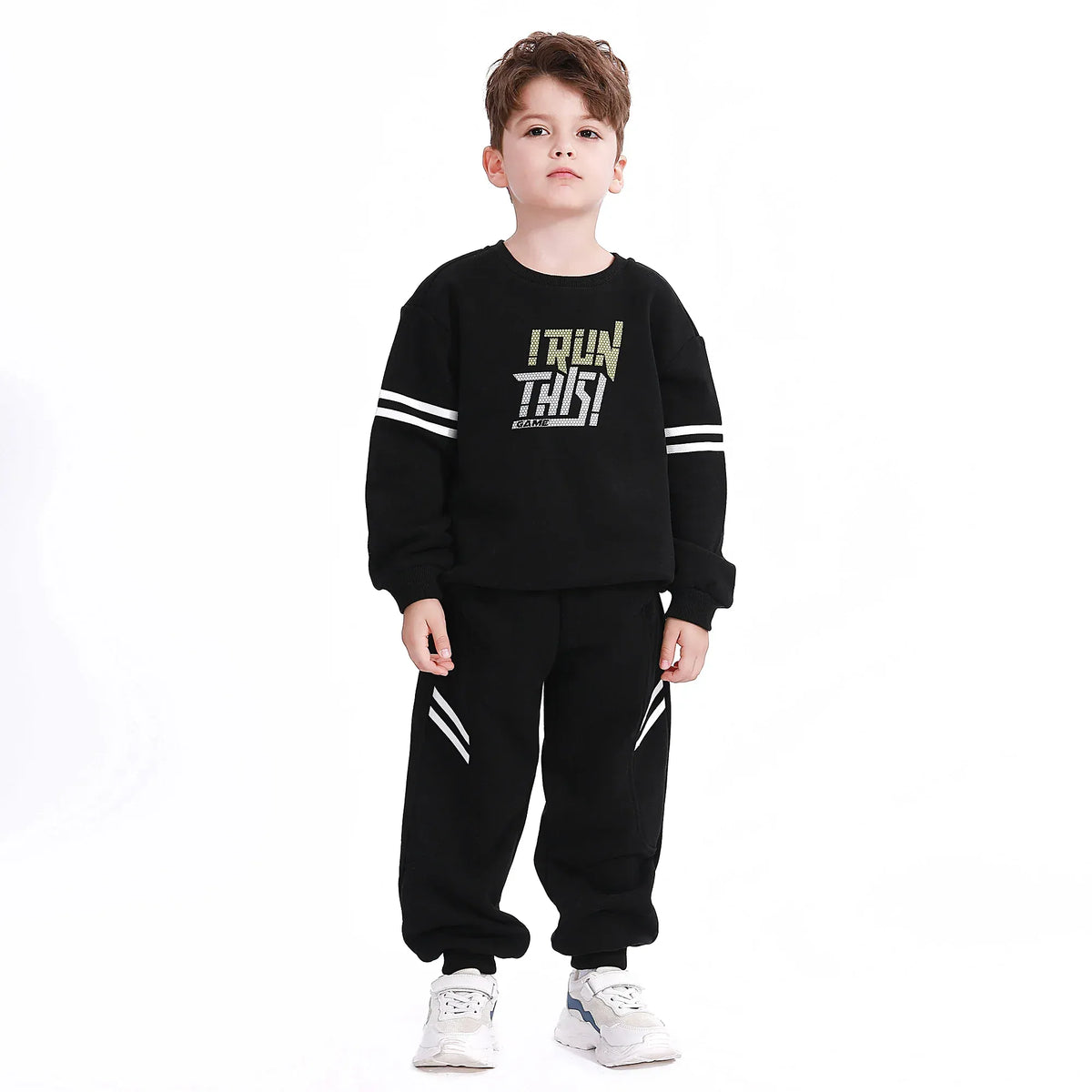 Black Casual Printed Pants for Boys Image