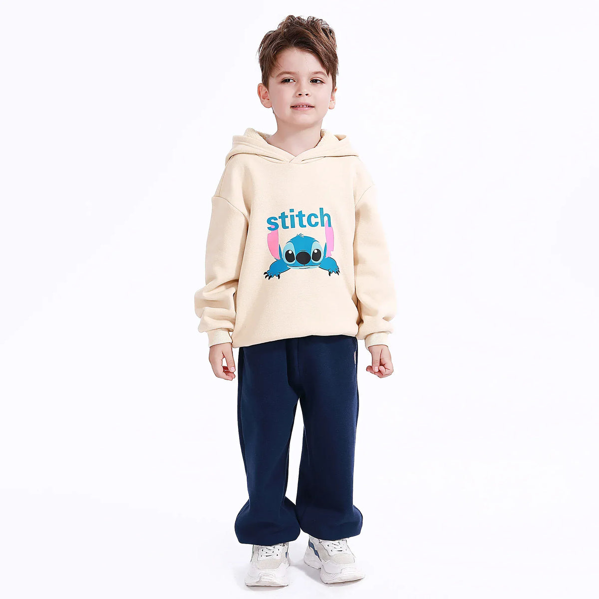 Beige Grey Casual Printed Sweatshirt for Boys Image