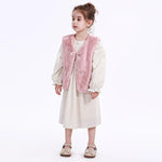 Pink Casual Solid Waistcoat for Girls Image