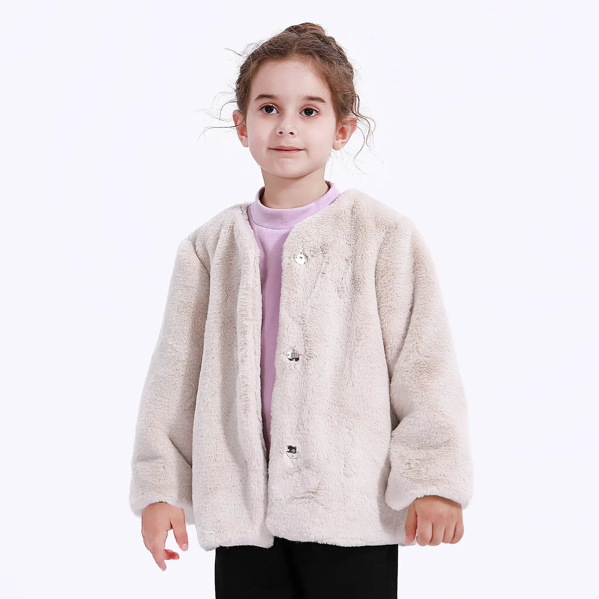 Casual Solid Jacket for Girls Image