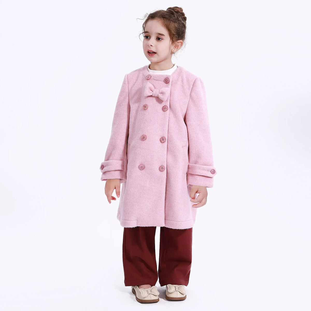 Pink Casual Plain Jacket for Girls Image