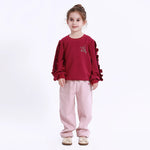 Light Pink Casual Embroidery Pants for Girls Image