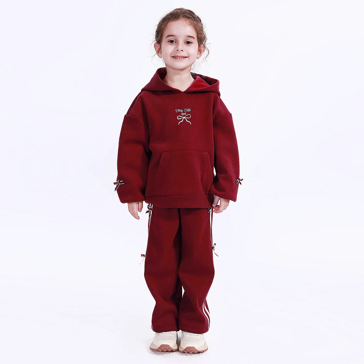 Maroon Casual Embroidery Pants for Girls Image